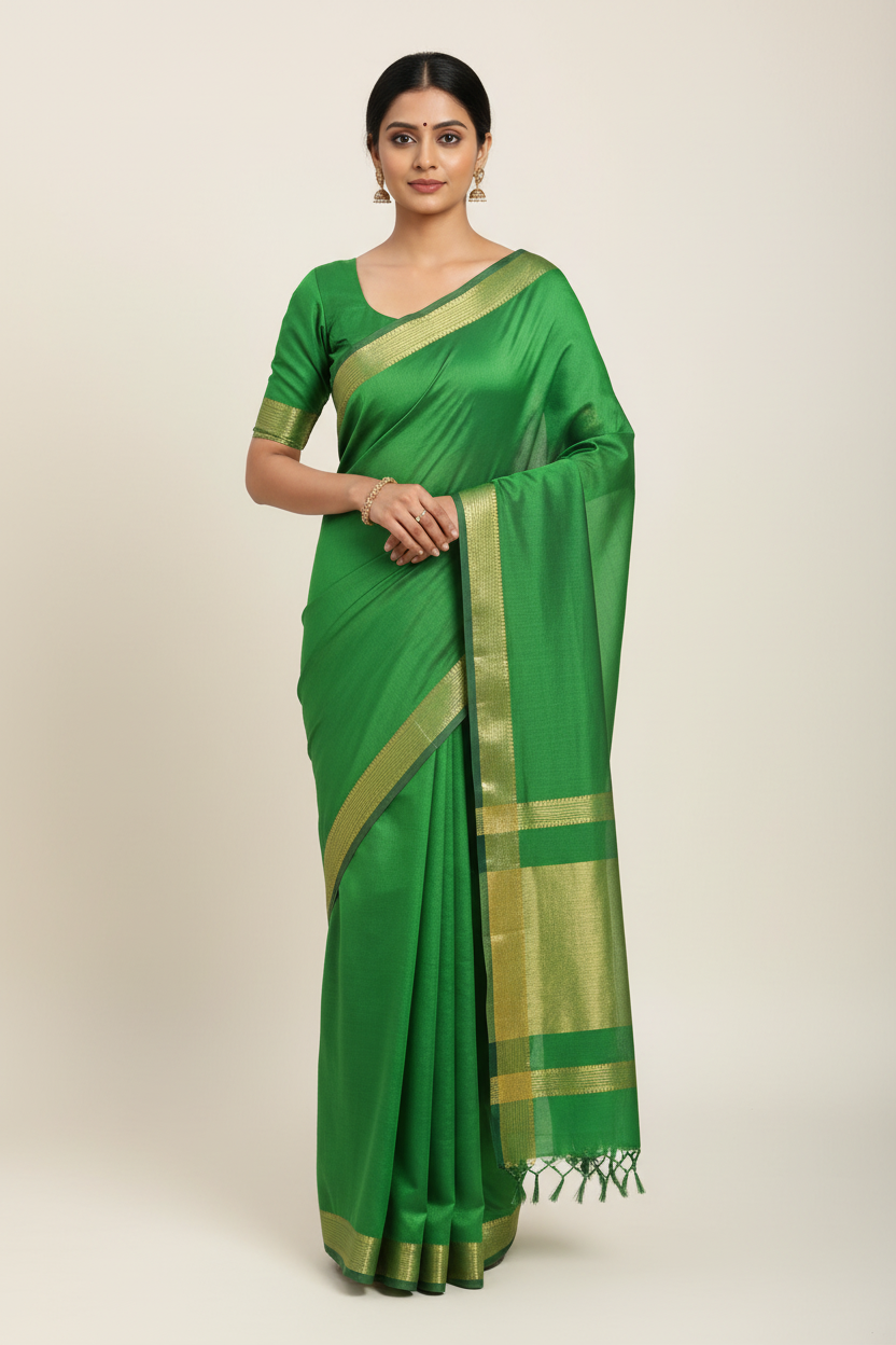 Green Semi Silk Saree