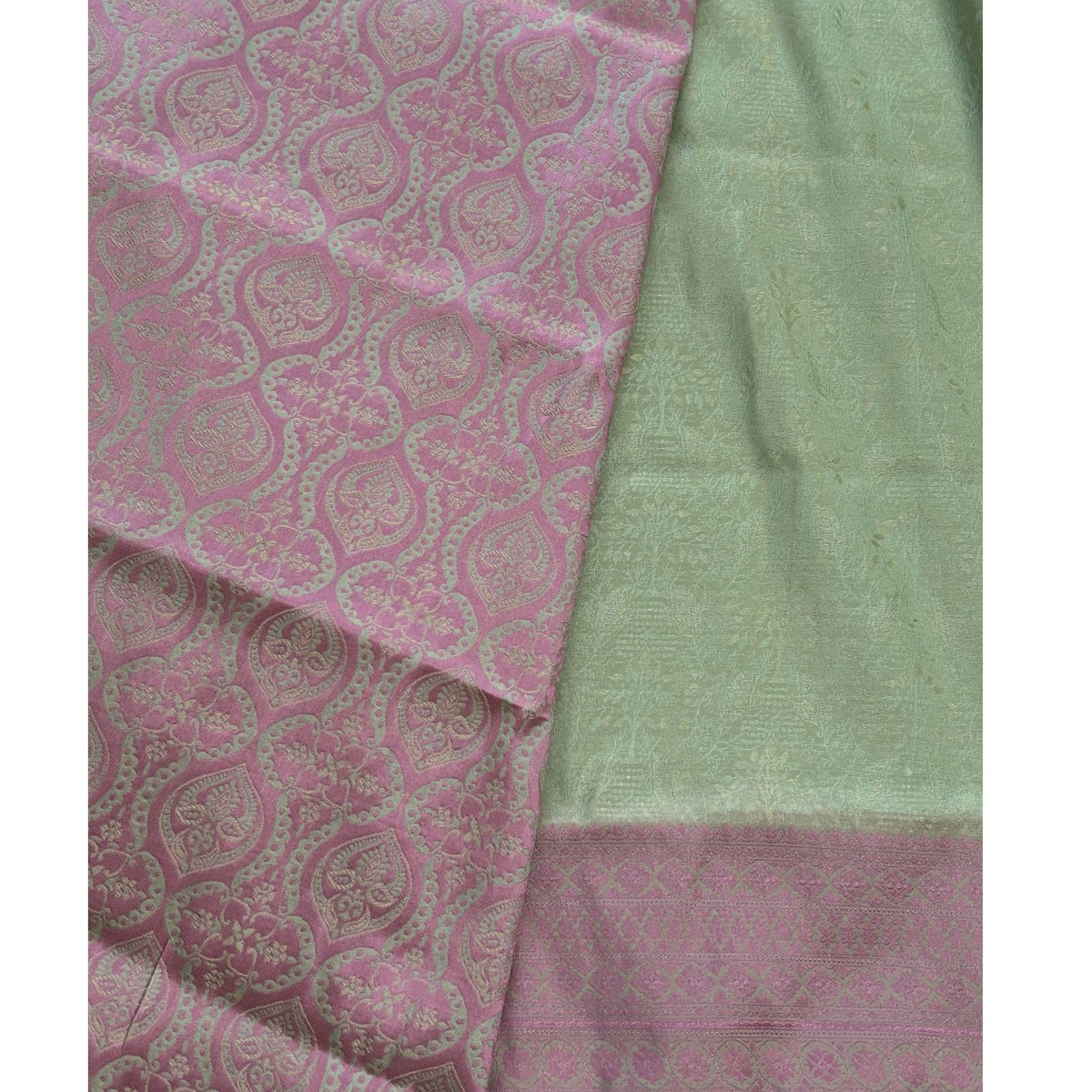 Pista Green floral jal Soft Silk Saree