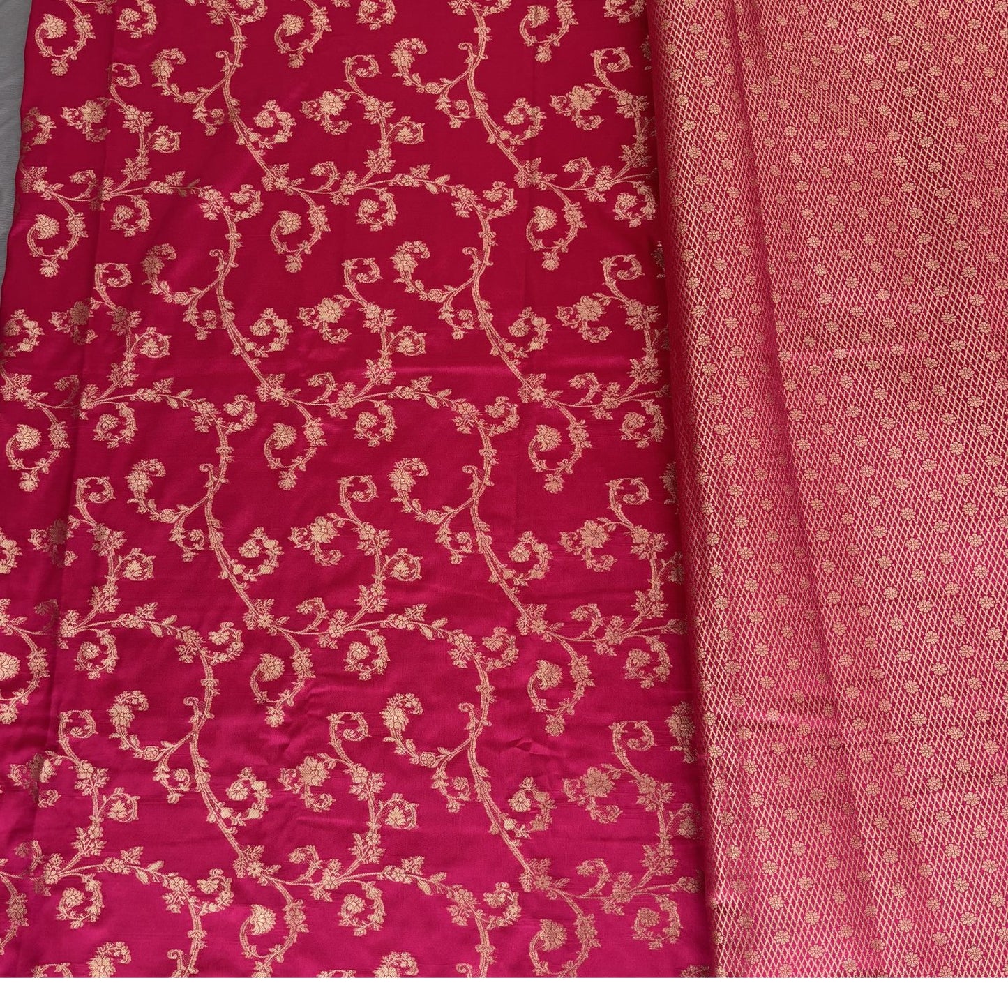 Pink Kanjeevaram floral Silk Saree
