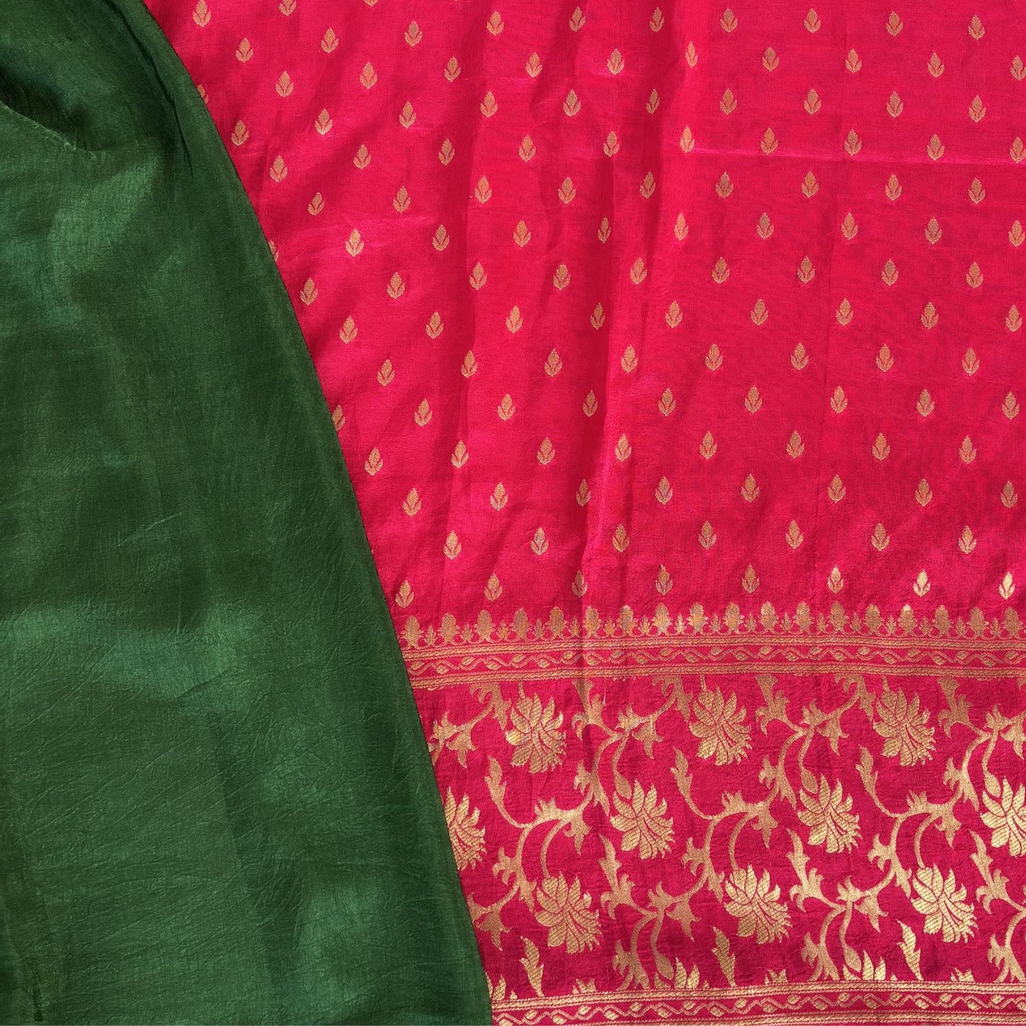 Rani Pink benarasi satin silk saree