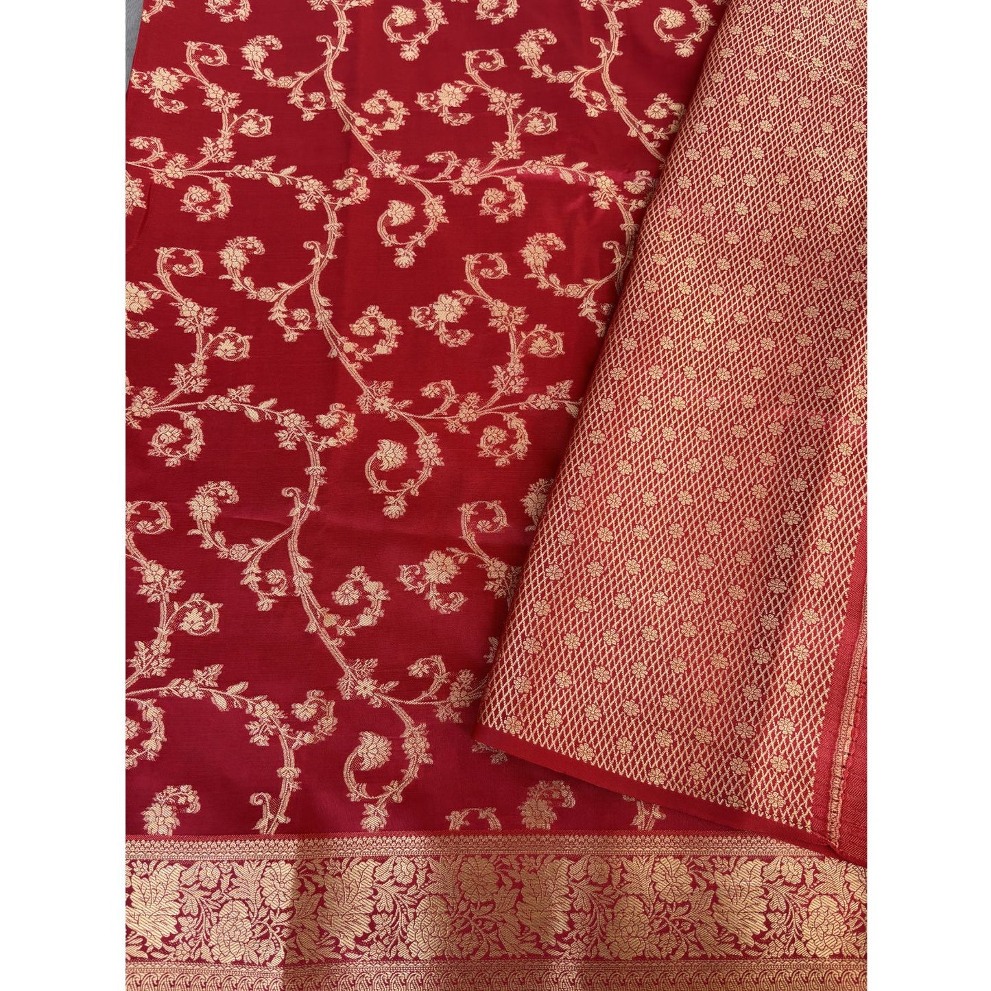 Red Kanjeevaram floral Silk Saree