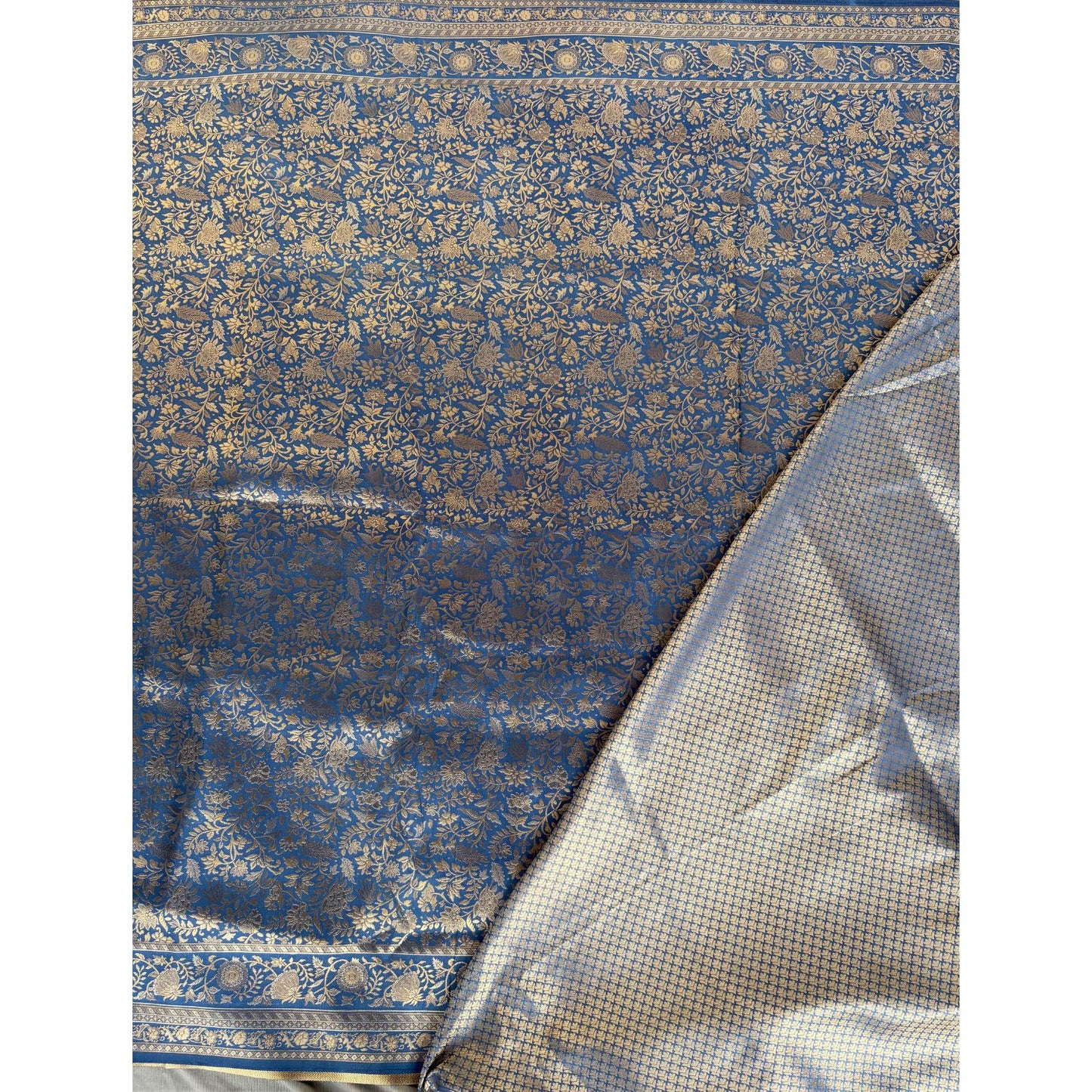 Blue benarasi soft silk saree
