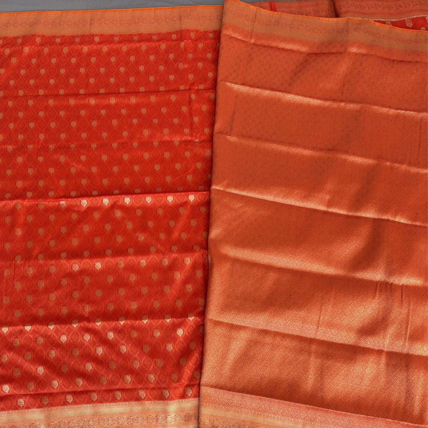 Orange small ethnic motif Soft Silk Saree