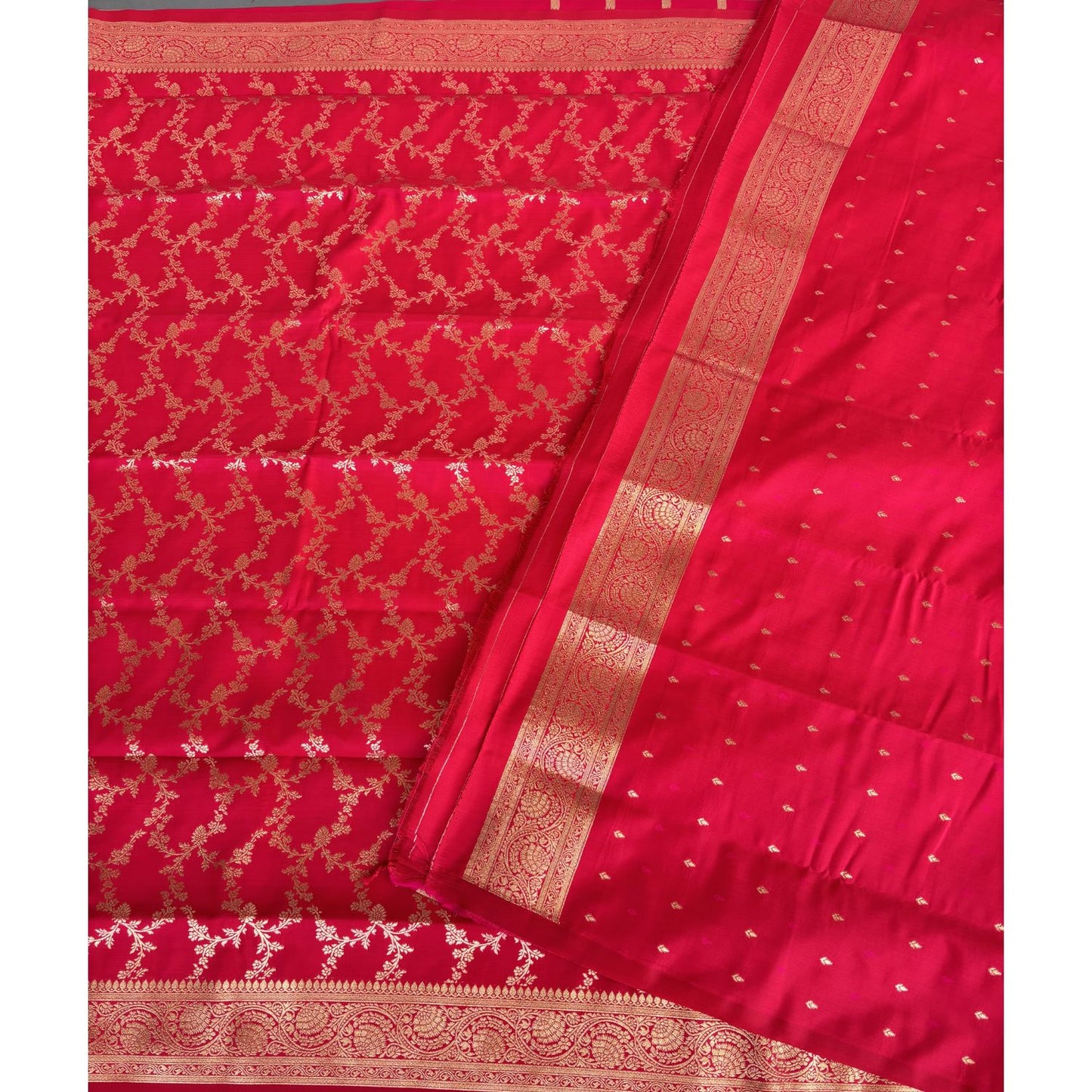 Red Floral Jal Silk Saree