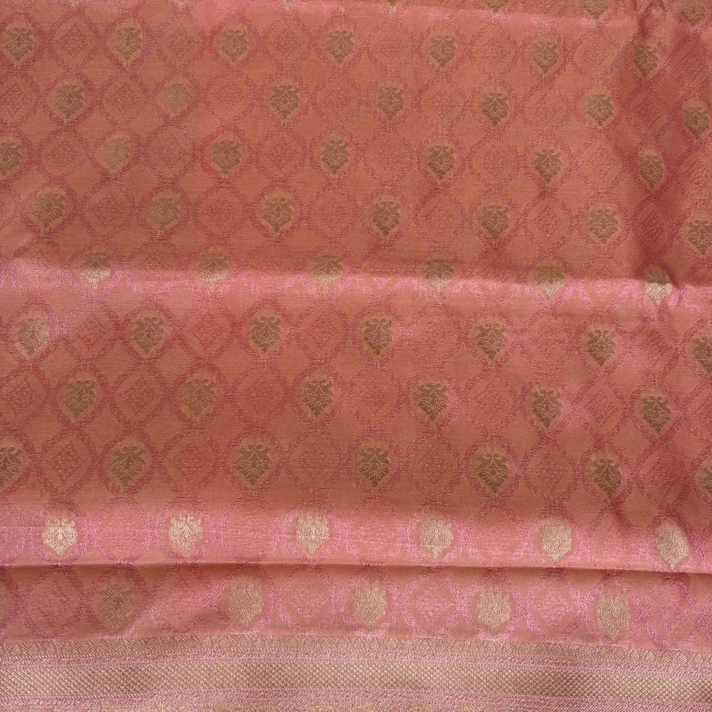 Baby pink small ethnic motif Soft Silk Saree
