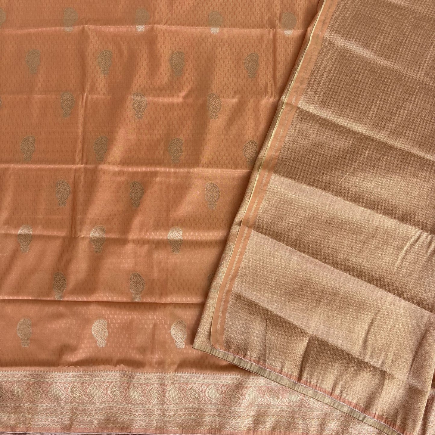 Peach ethnic motif Soft Silk Saree