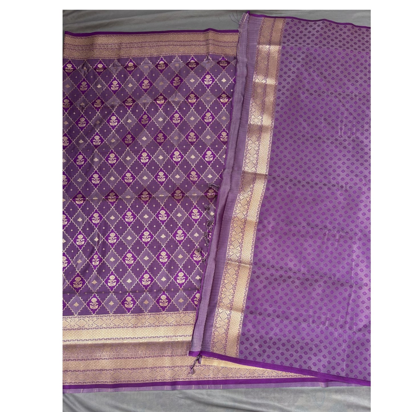 Violet Checks Soft Silk Saree
