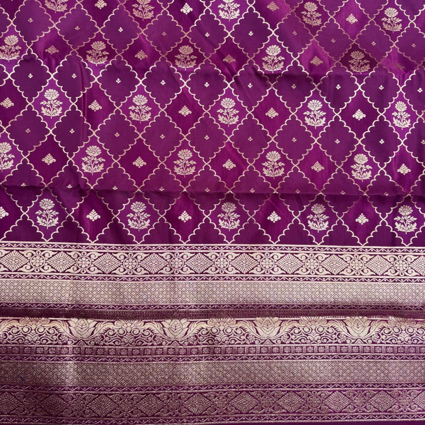 Dark Purple Checks Soft Silk Saree