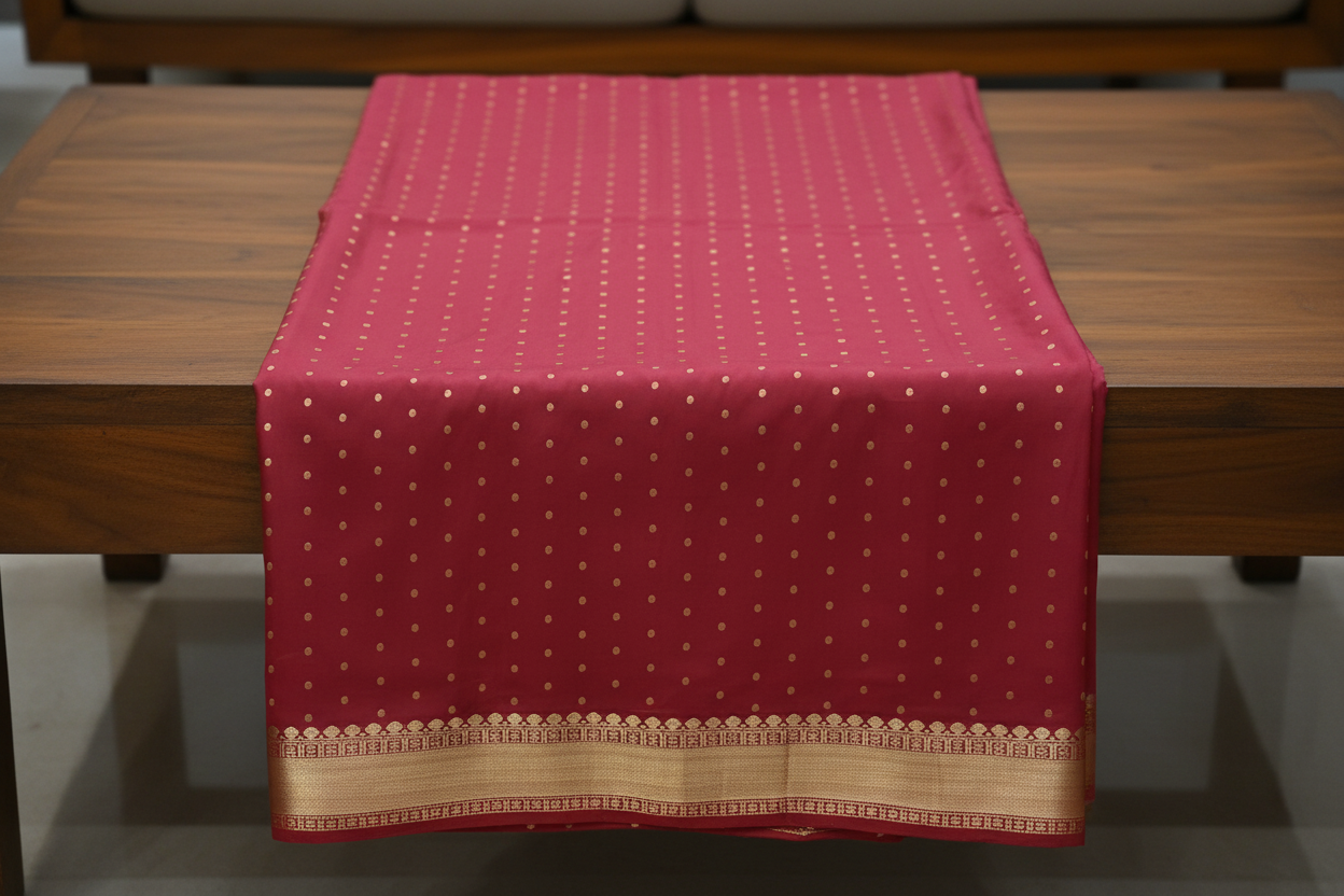 Maroon Silk Butta Raw Silk Saree