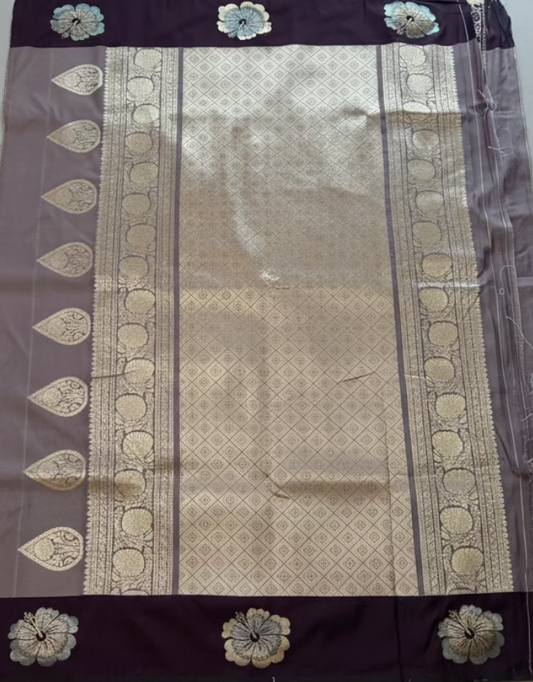 mauve floral Motif Semi Soft Silk Saree