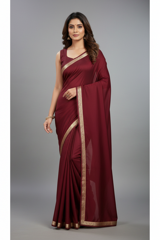 Red Crepe Silk Saree
