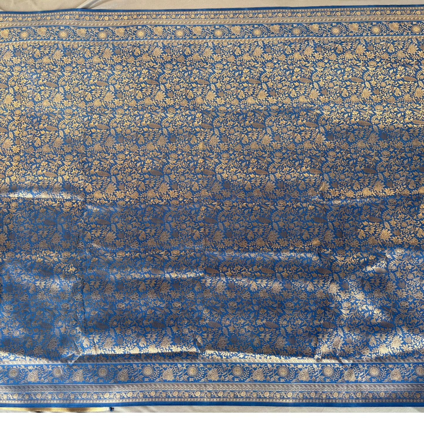 Blue benarasi soft silk saree