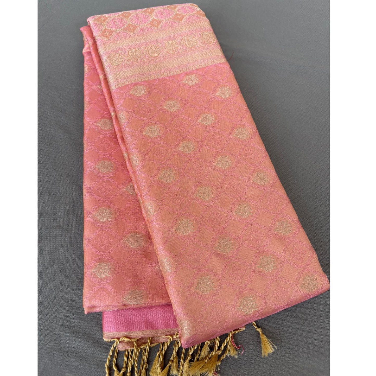 Baby pink small ethnic motif Soft Silk  Saree