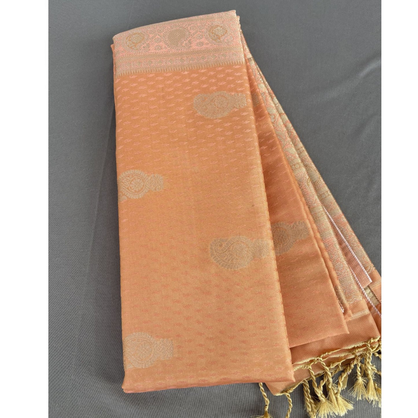 Peach ethnic motif Soft Silk Saree