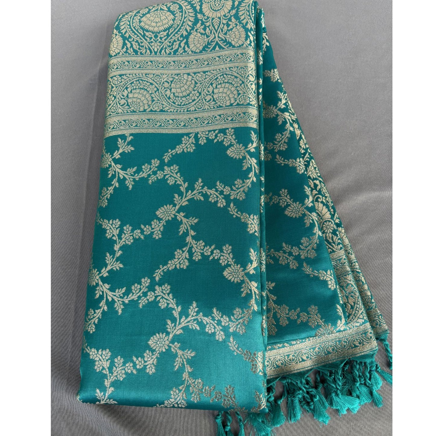 Sky Blue Rich Shine Floral Jal Silk Saree