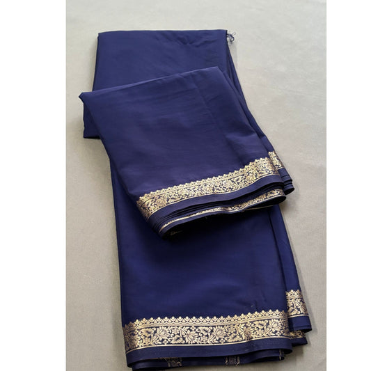 Blue Crepe Silk Saree