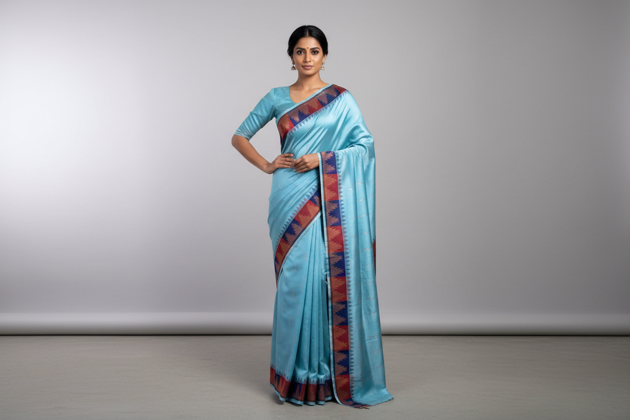 Sky Blue Kanjeevaram Silk Saree