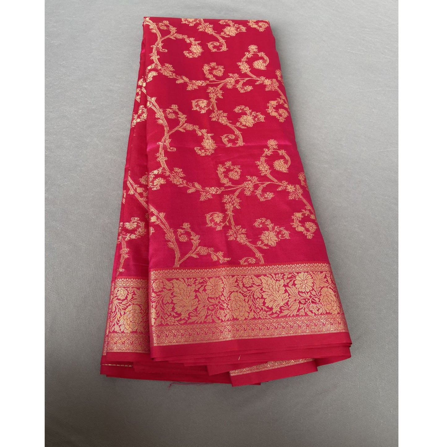 Pink Kanjeevaram floral Silk Saree