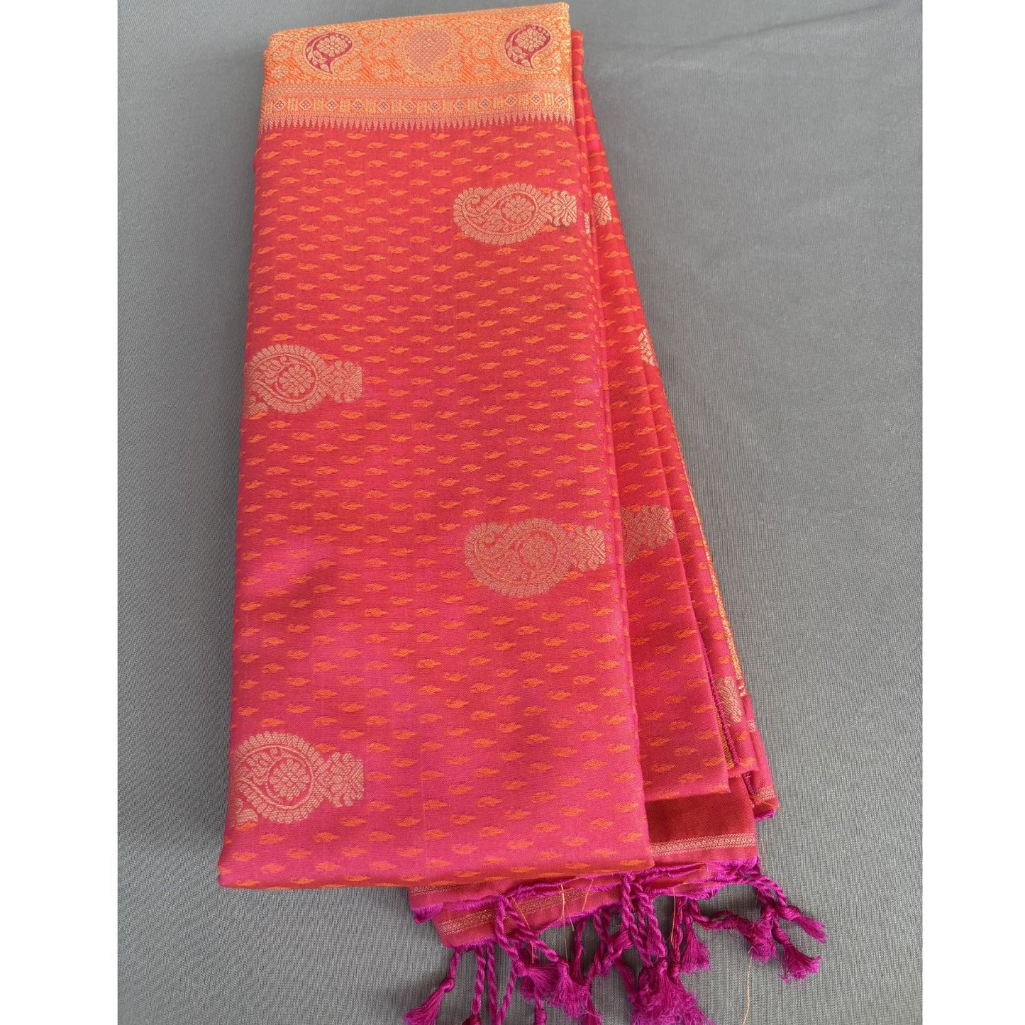 Pink ethnic motif Soft Silk Saree