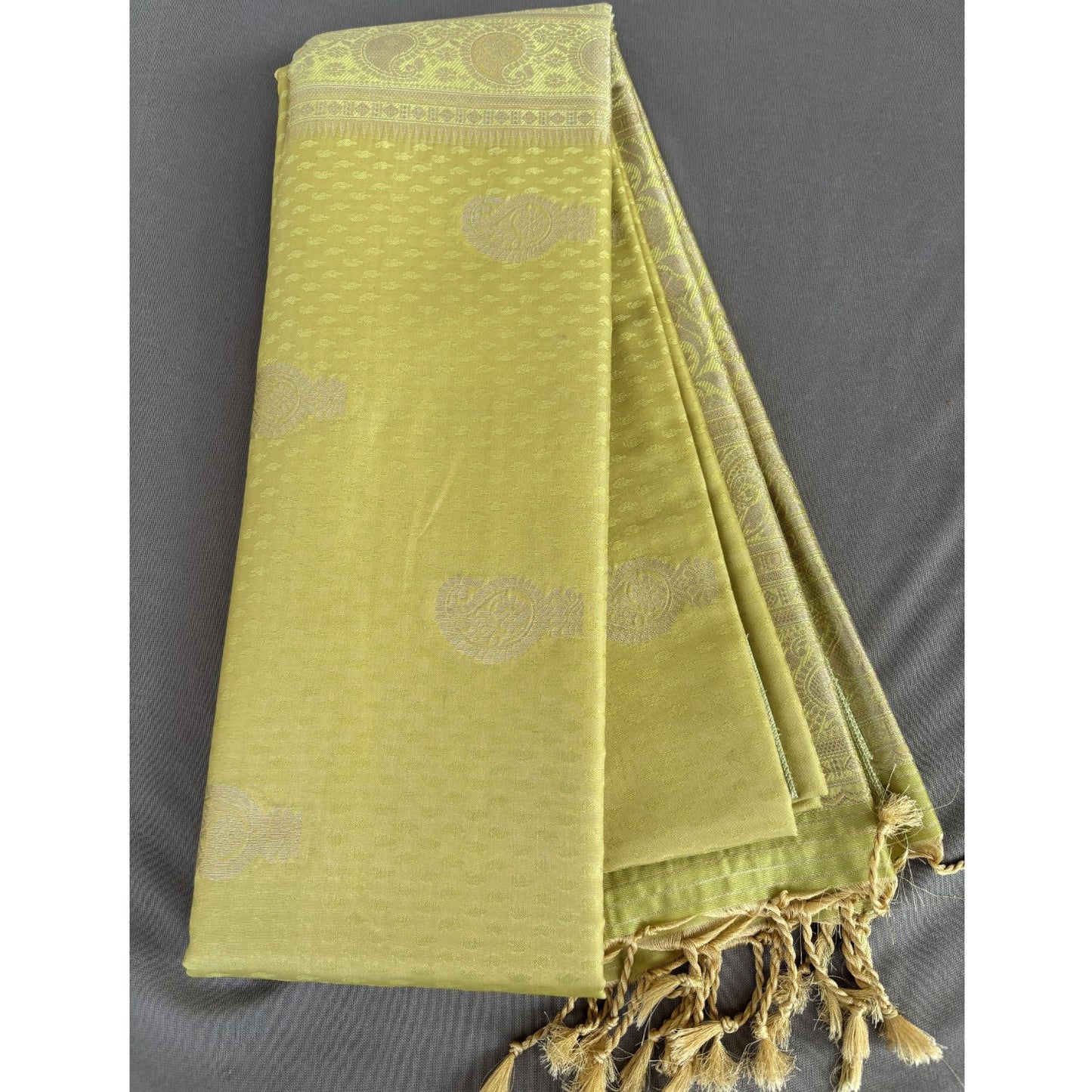 Light Yellow Ethnic Motif Soft Silk Saree