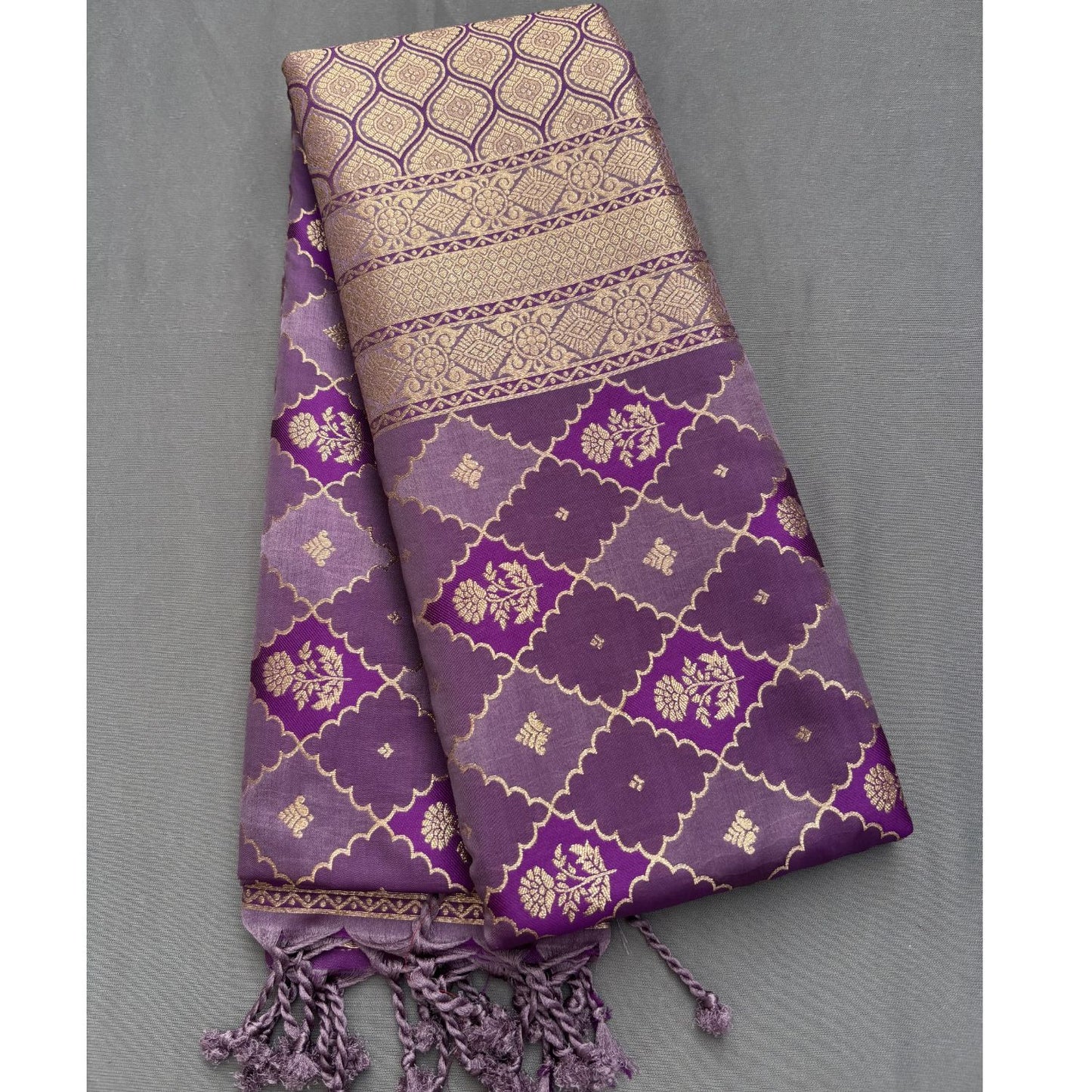 Violet Checks Soft Silk Saree