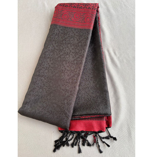 Black  floral jal Soft Silk Saree