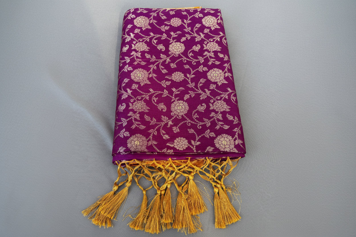 Purple  benarasi soft silk saree