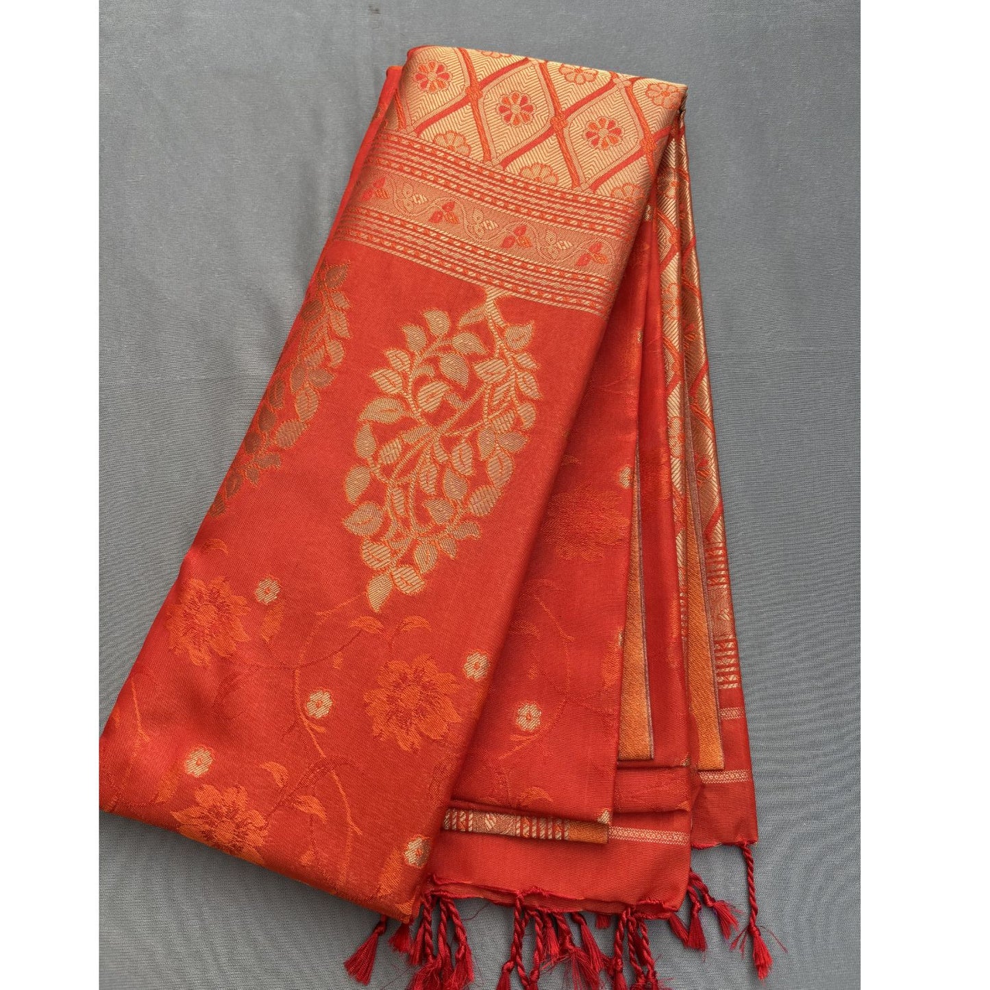 Orange 1000 Butta Silk Saree