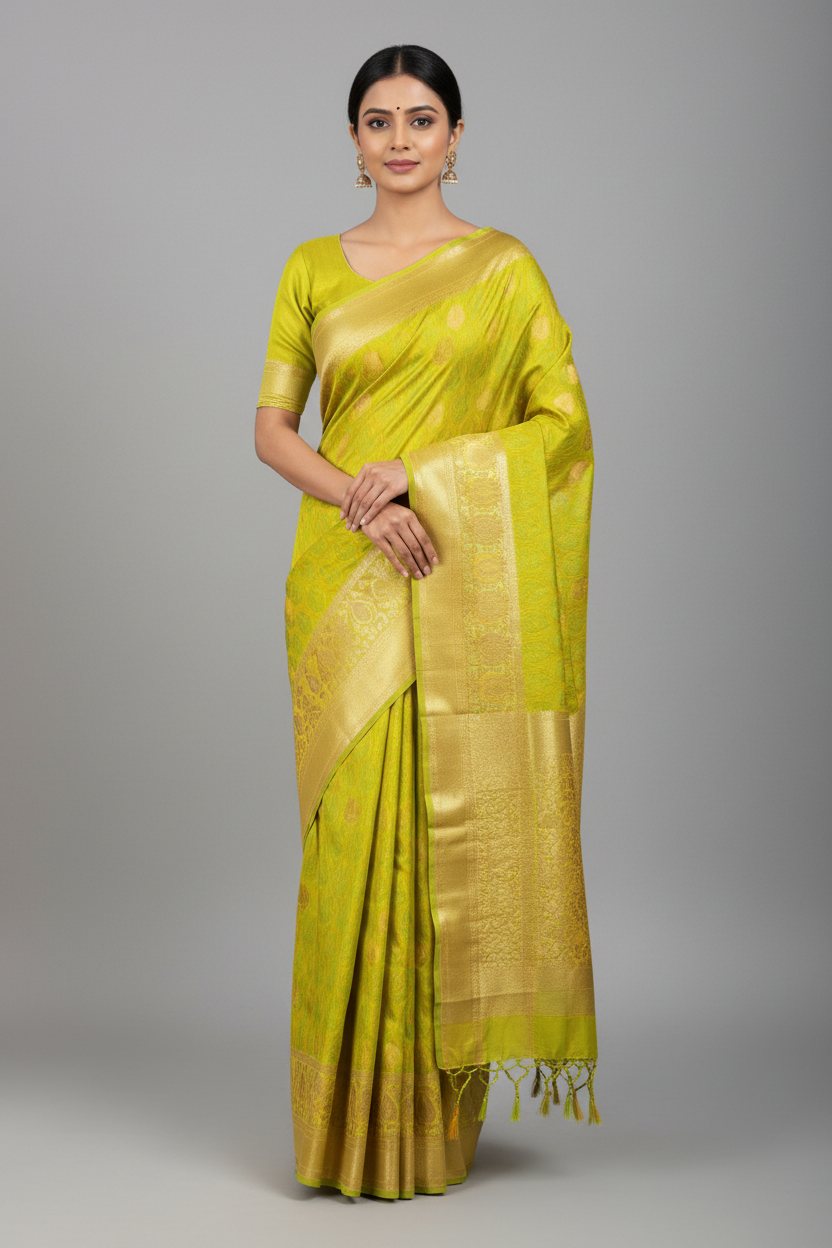 Green bird motif Silk Saree