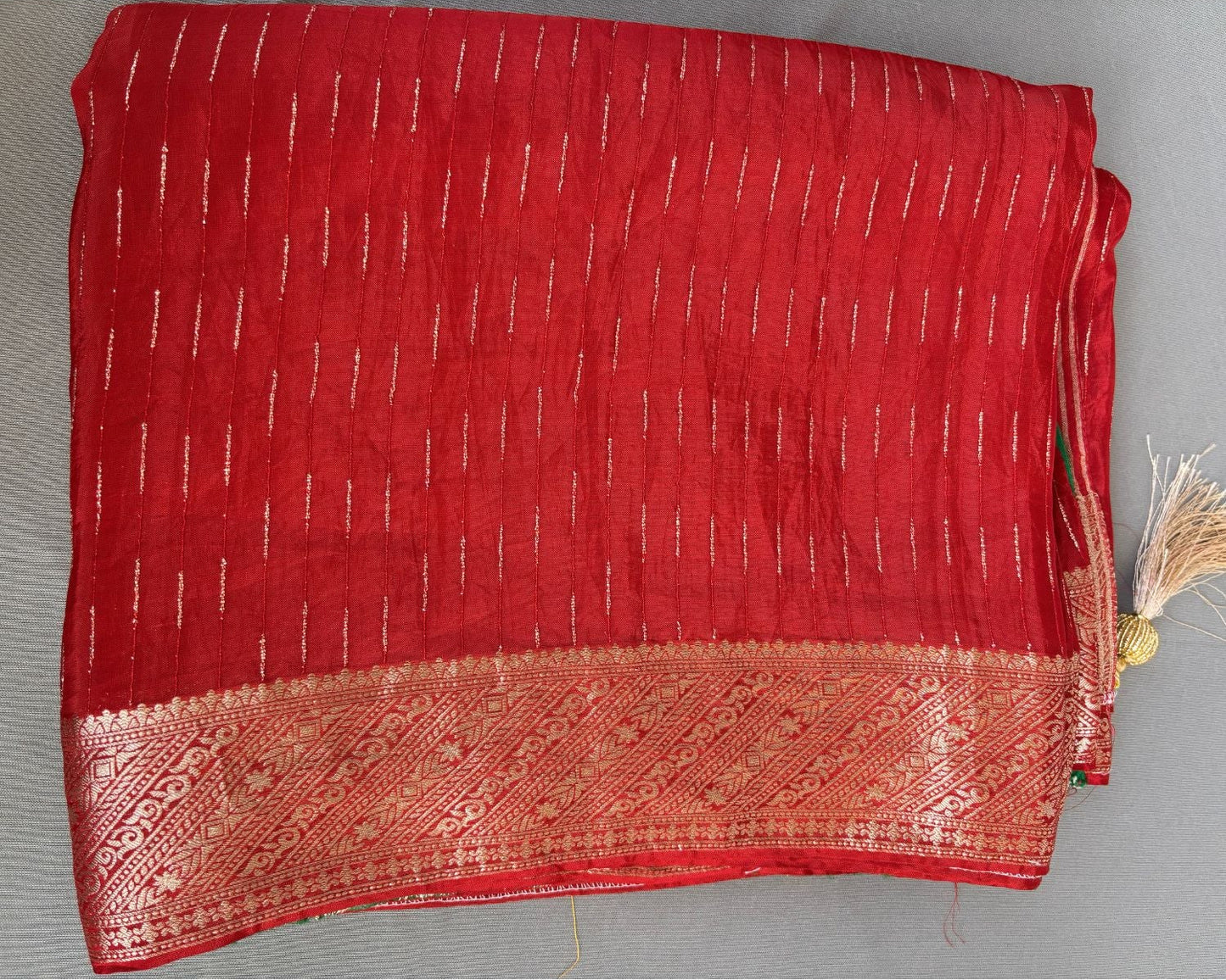 Maroon Benarasi Crepe Silk Saree