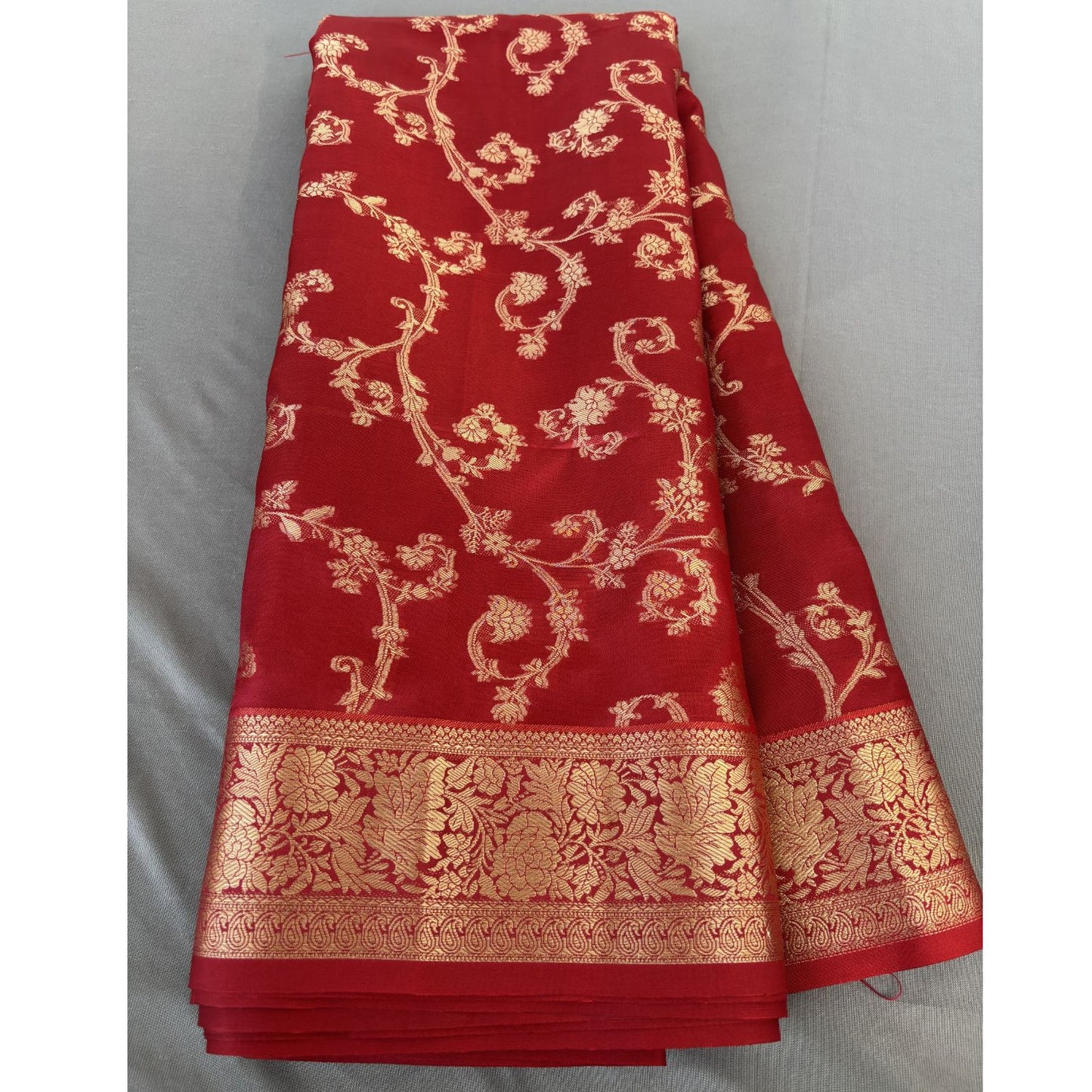 Red Kanjeevaram floral Silk Saree