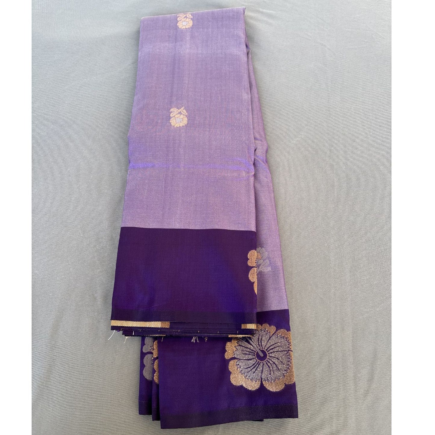 Violet floral Motif Semi Soft Silk Saree