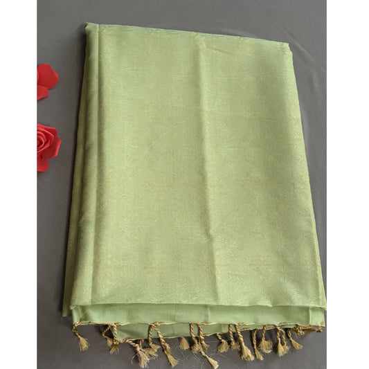 Pista Green floral jal Soft Silk Saree