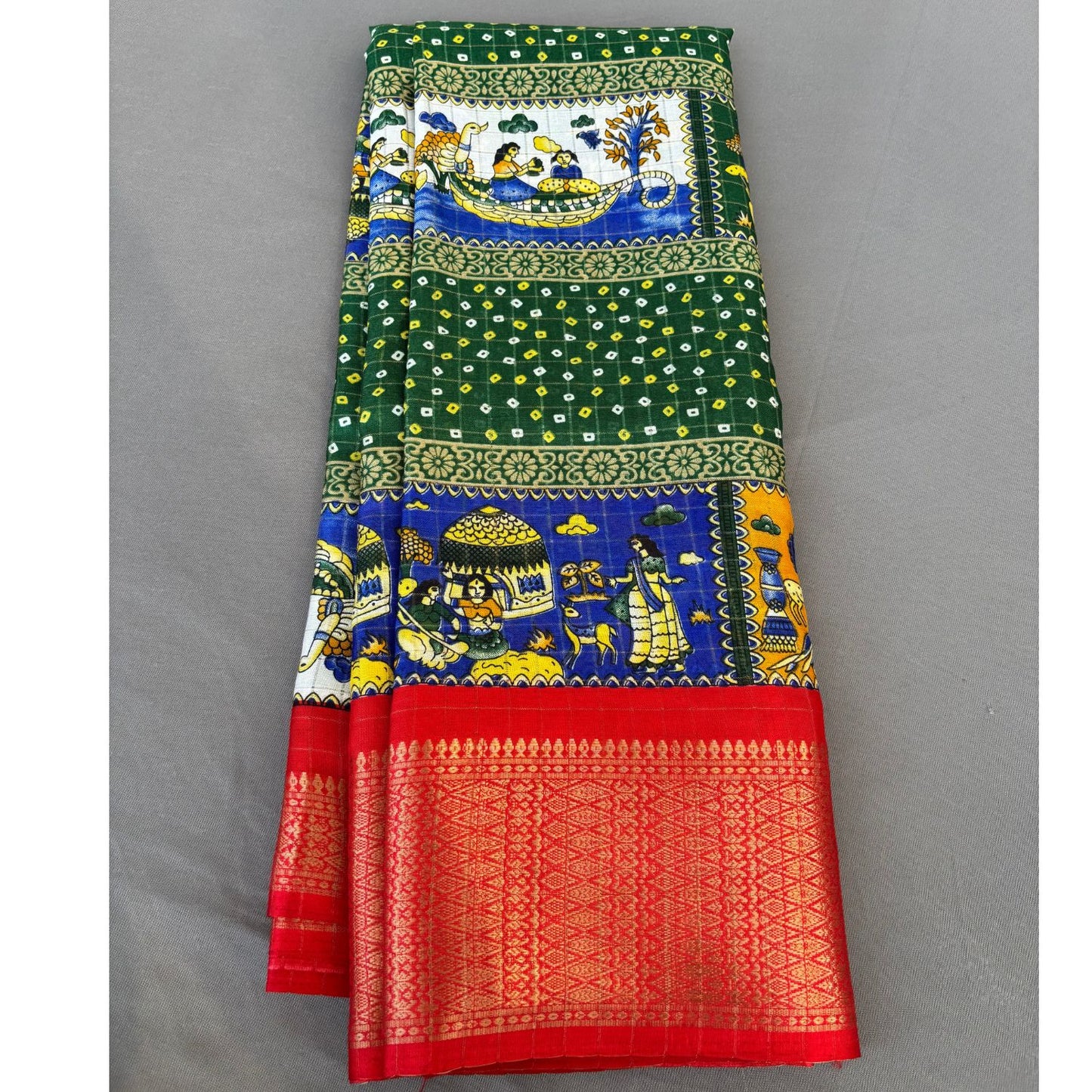 Dark Green Dola Silk Saree