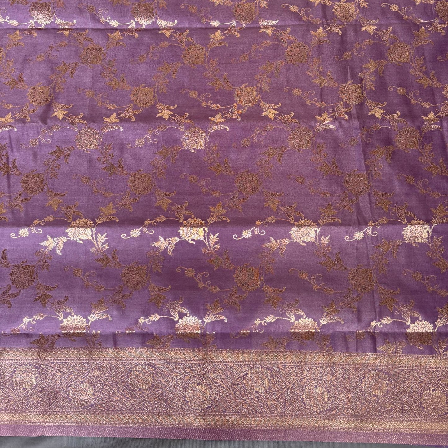 Lilac Rich Sheen Big Floral jal Silk Saree
