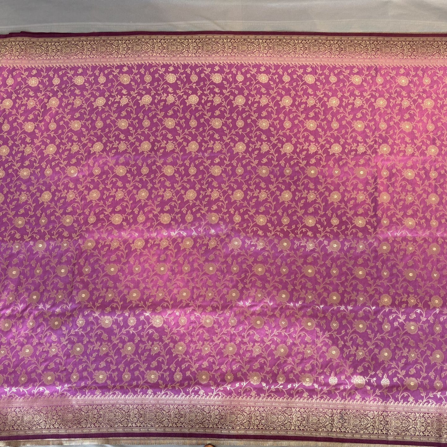 Purple benarasi soft silk saree