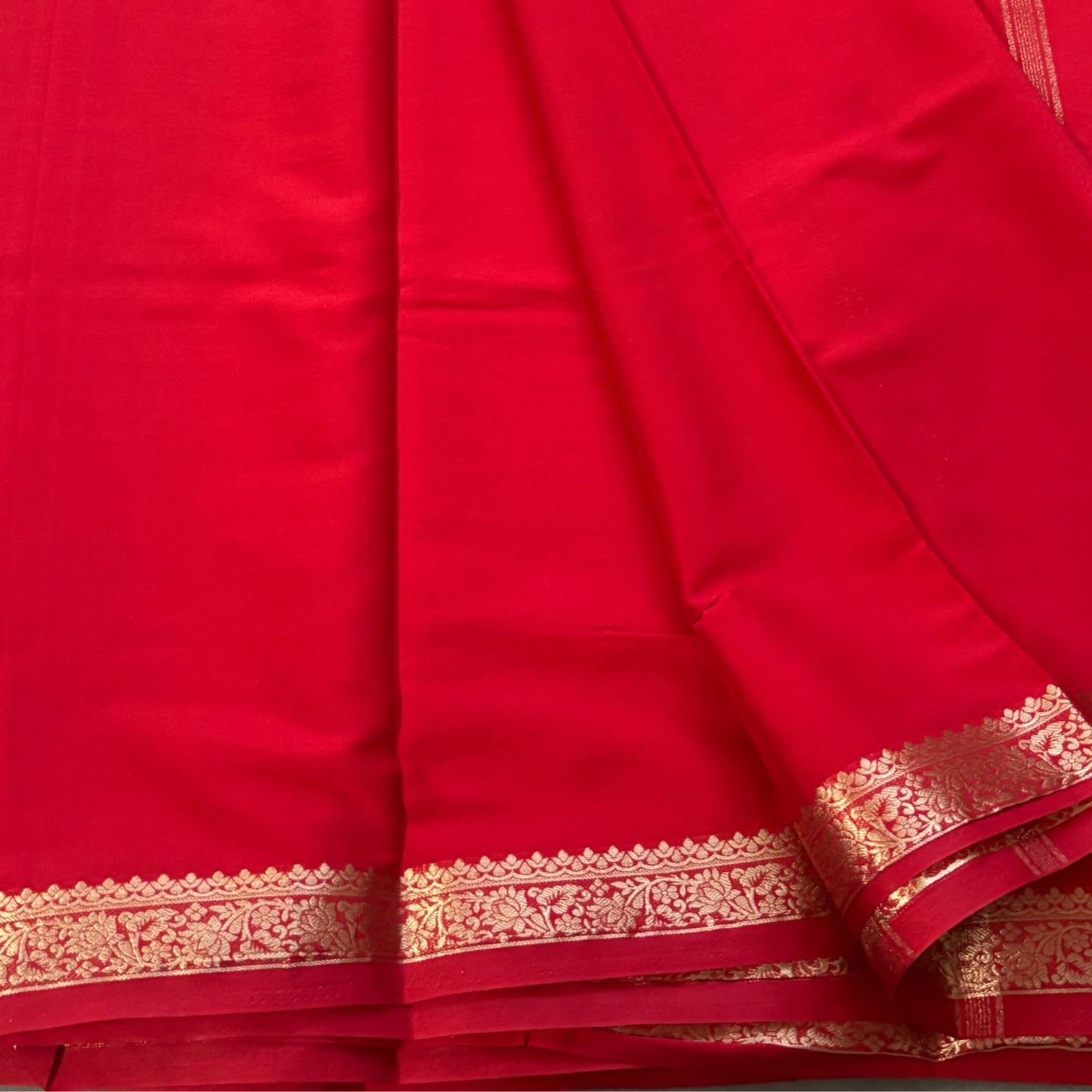 Tomato Red Crepe Silk Saree
