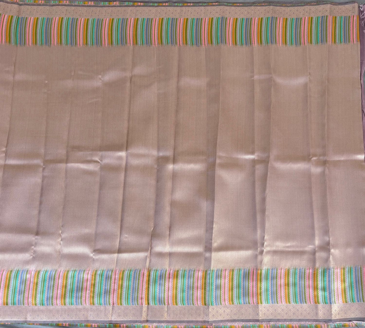 Lilac with Rainbow border  Kanjeevaram Silk Saree