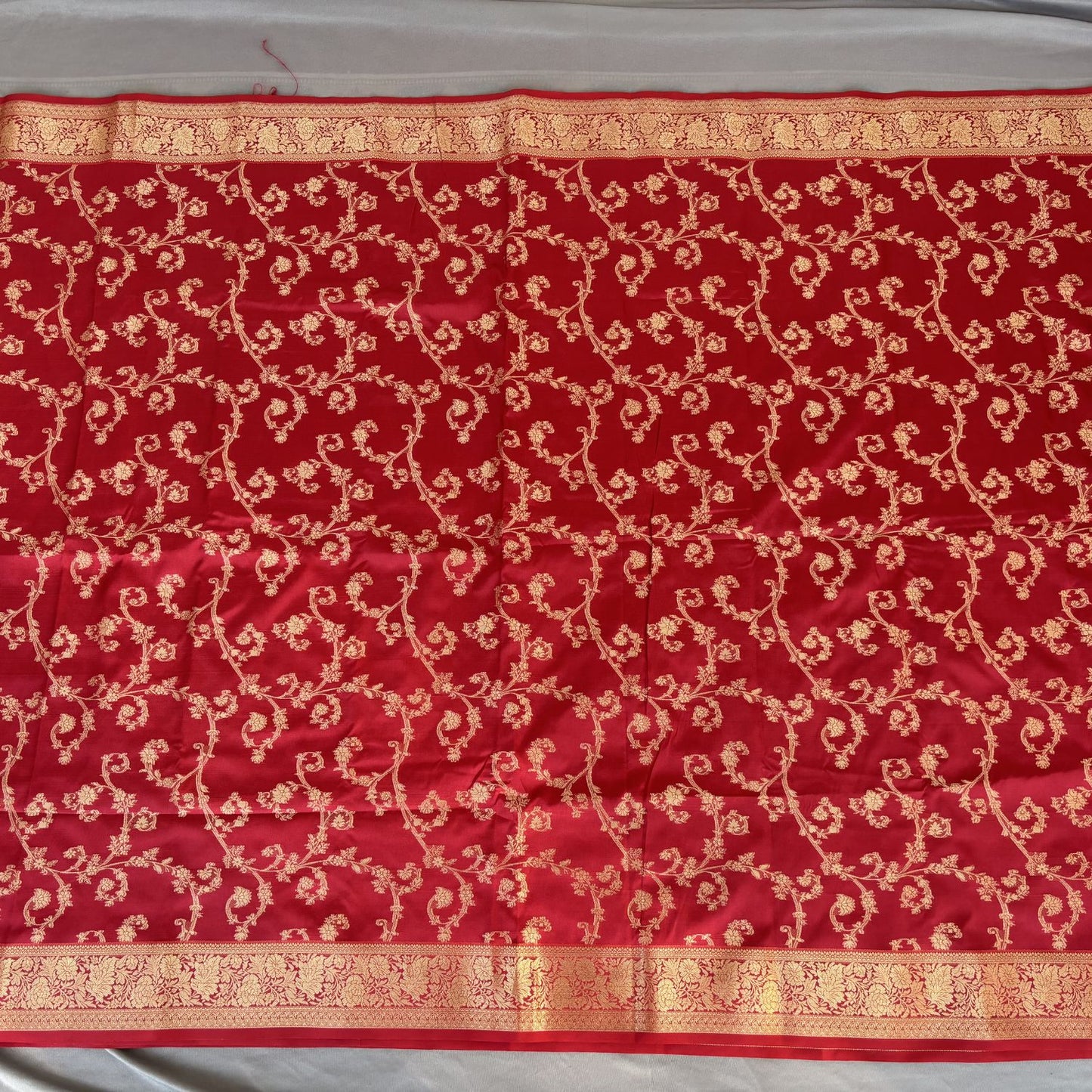 Red Kanjeevaram floral Silk Saree