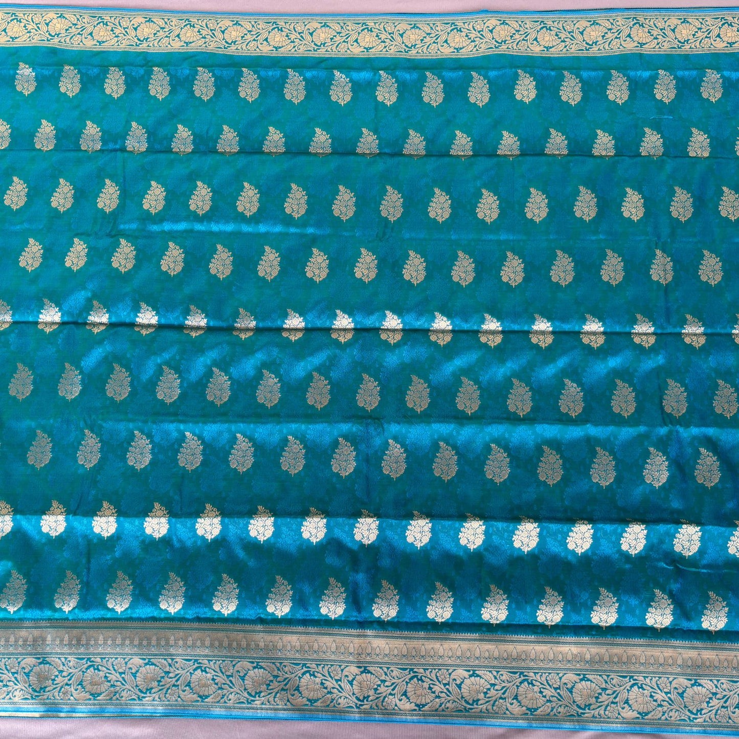 Blue ethnic Leaf motif Soft Silk Saree