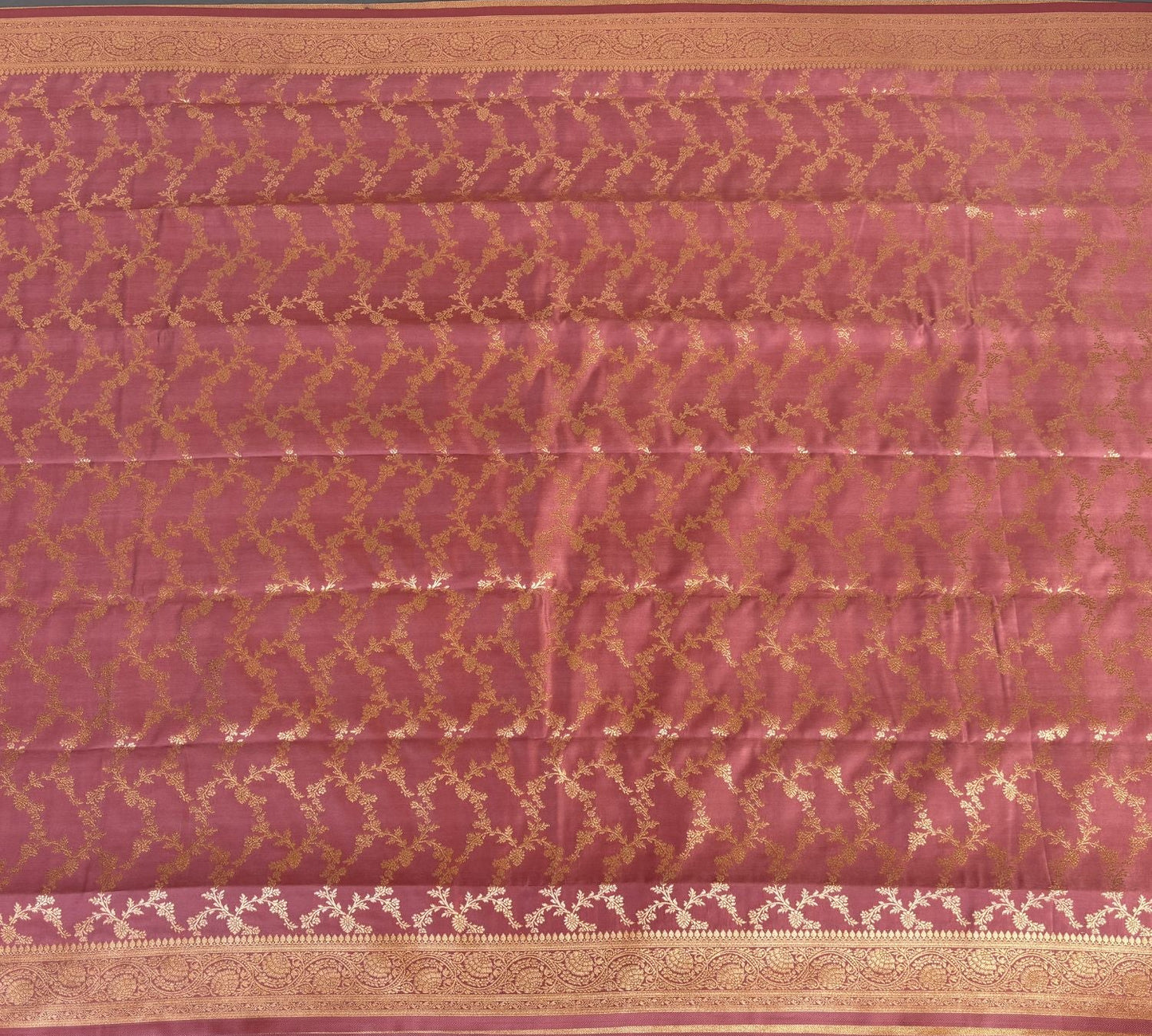 Onion Brown Rich Sheen floral jal Silk Saree