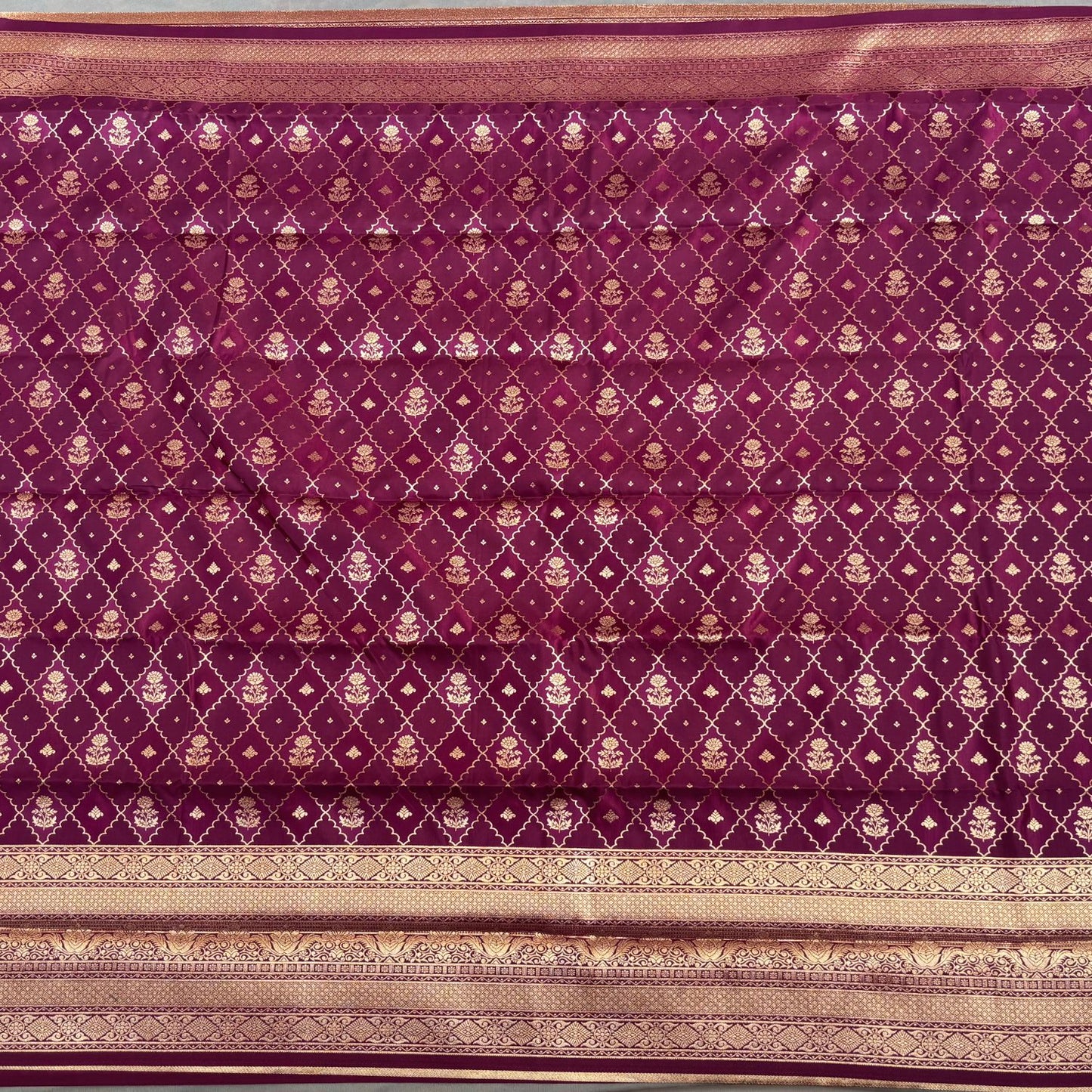 Dark Purple Checks Soft Silk Saree