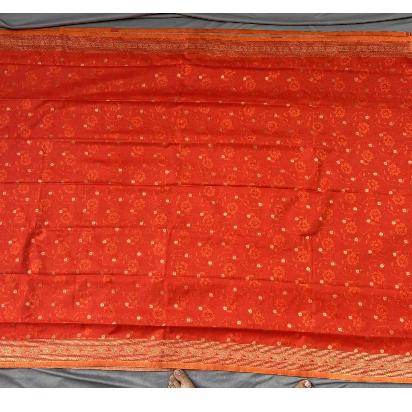 Orange 1000 Butta Silk Saree