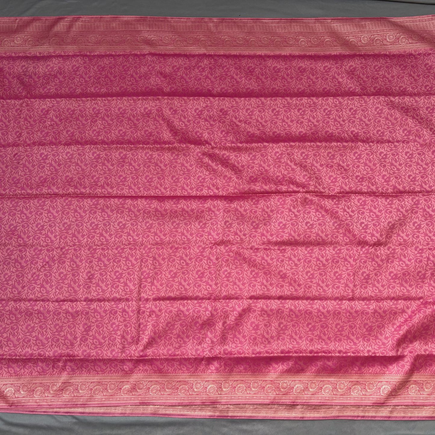 Pink floral jal Soft Silk Saree