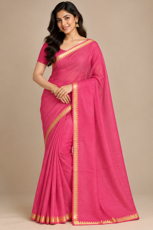 Pink Semi Silk Saree