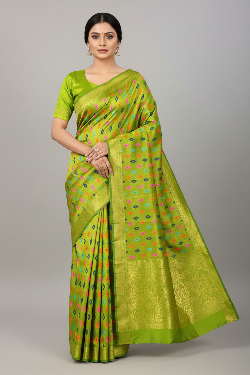 Green  benarasi Butta soft silk saree