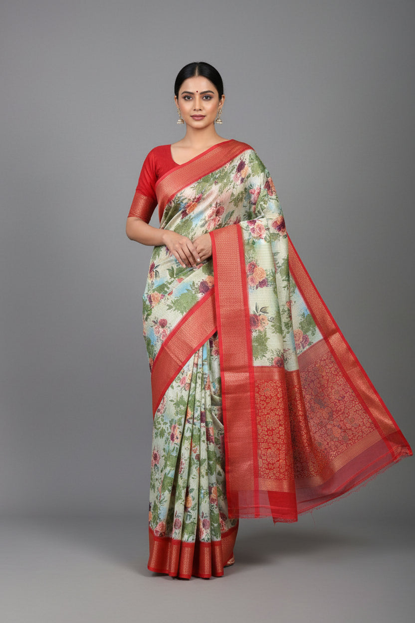 Light Green Dola Silk Saree