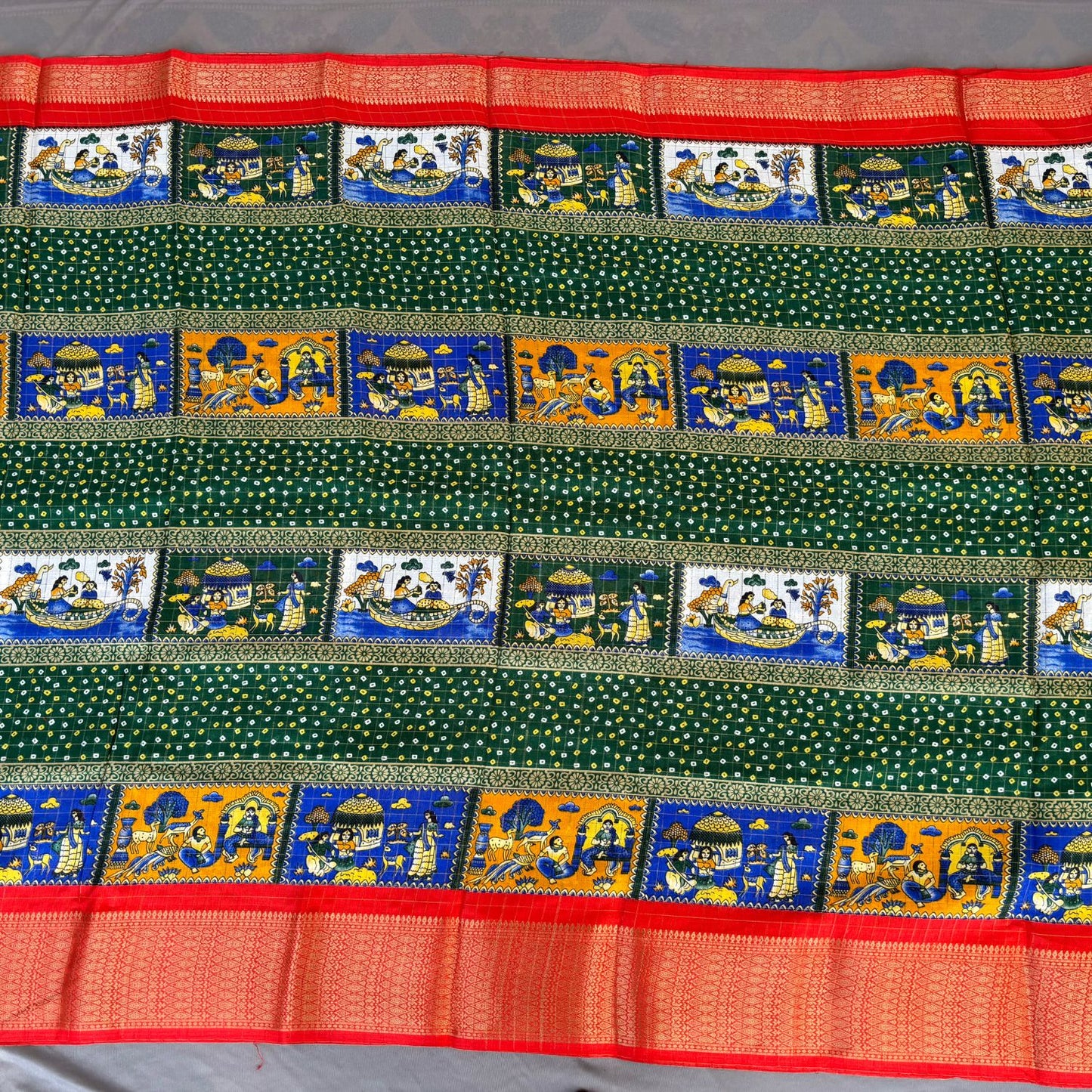 Dark Green Dola Silk Saree