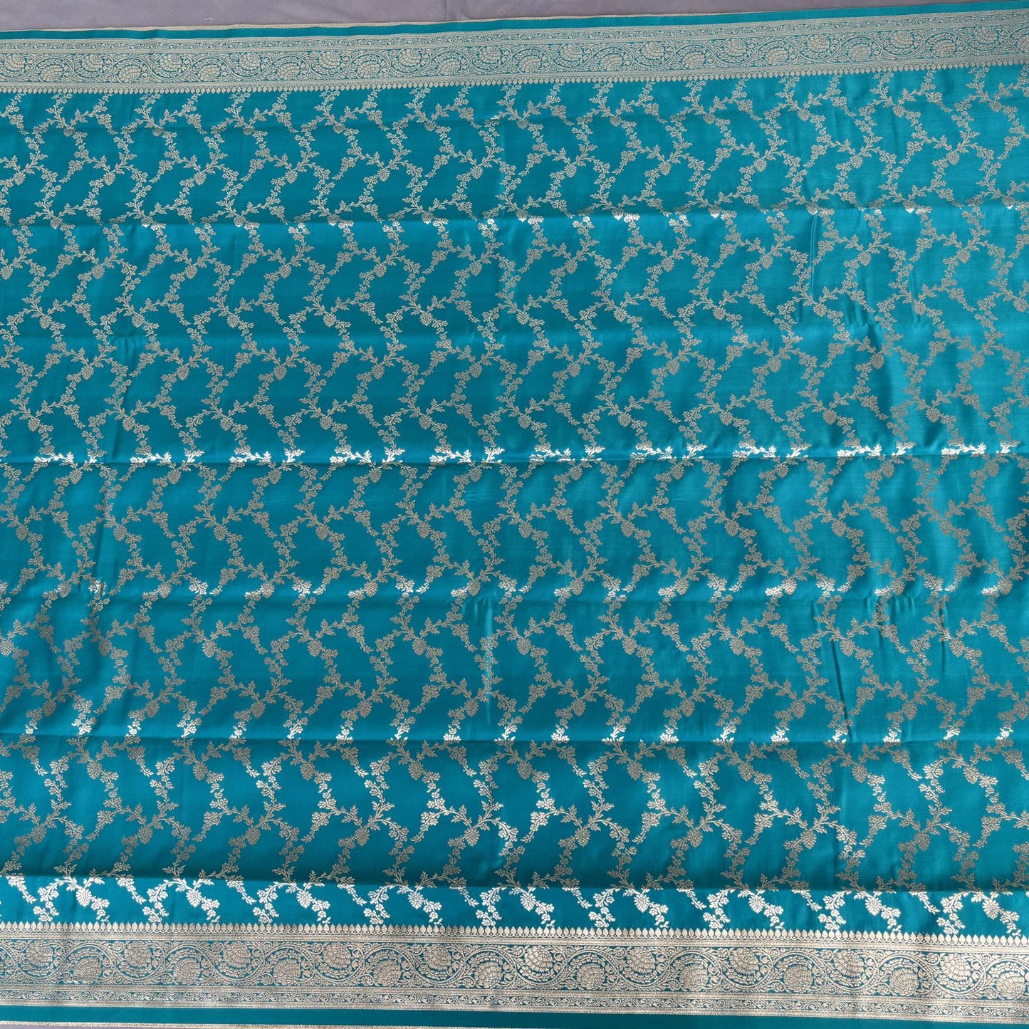 Sky Blue Rich Shine Floral Jal Silk Saree