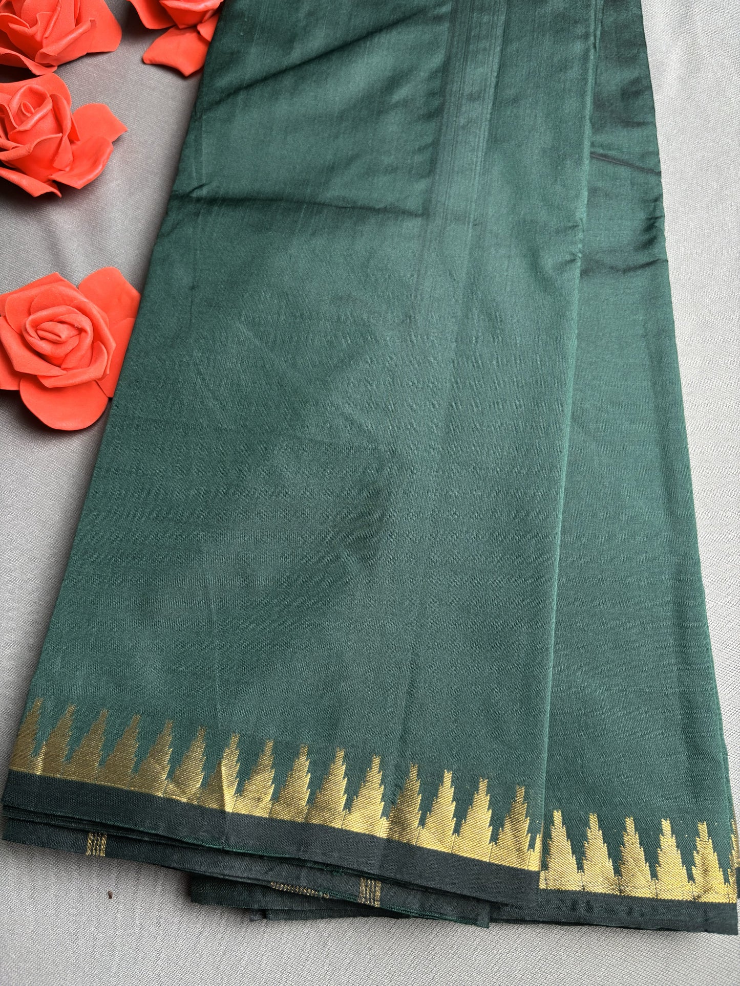 bottle Green Semi Silk Saree